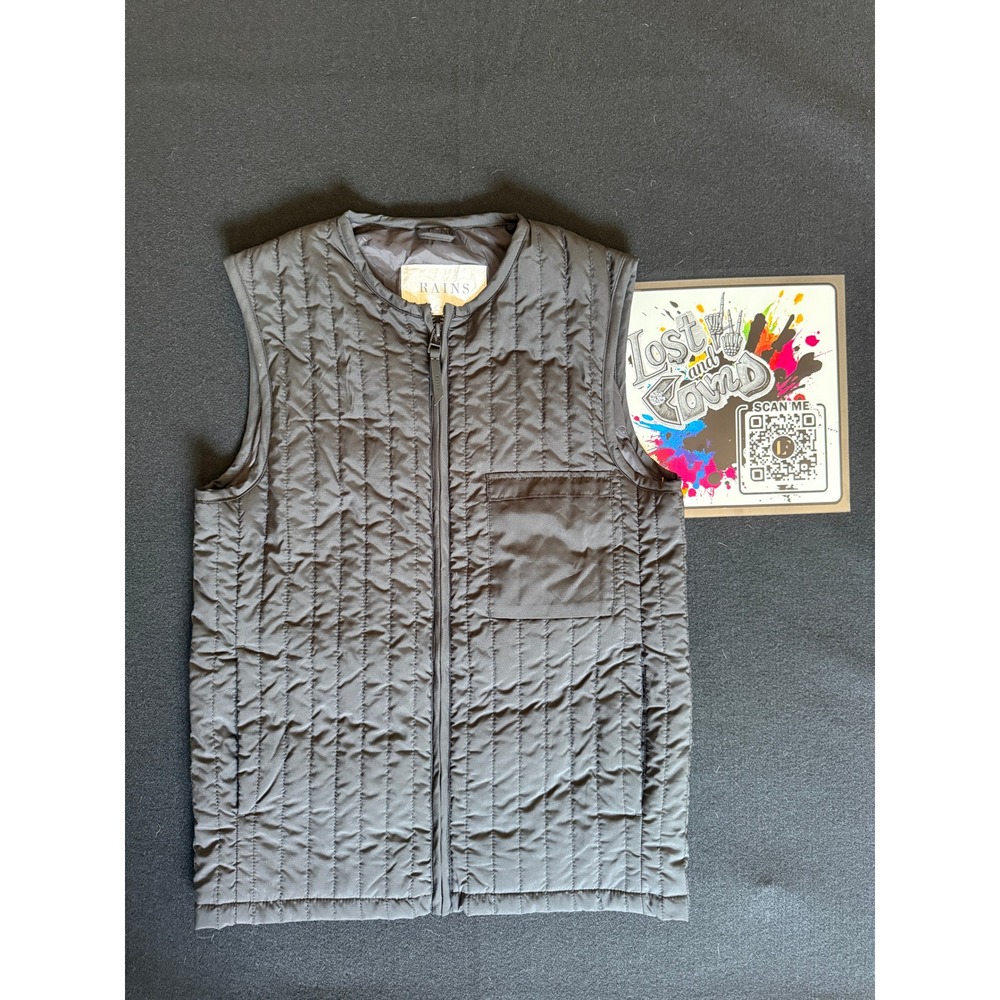 Rains Liner Vest Unisex XXS/XS Charcoal Grey Excellent Quilted Modular Layering